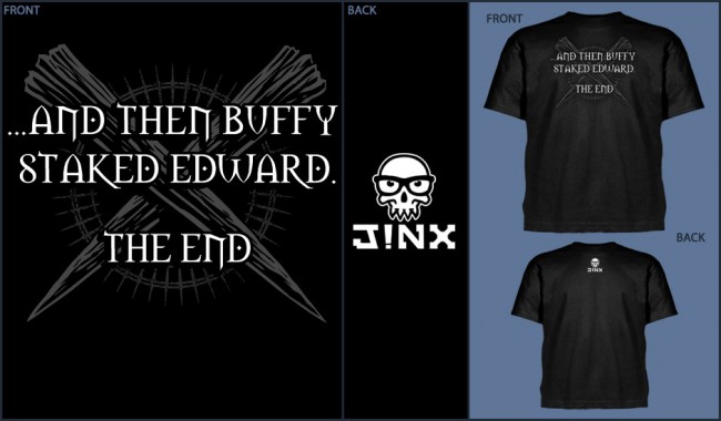 Independientemente Folleto Patológico Camiseta Jinx Buffy Staked Edward Black – Talla XL – 4Frags